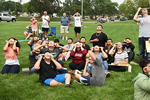 Students watching Eclispe